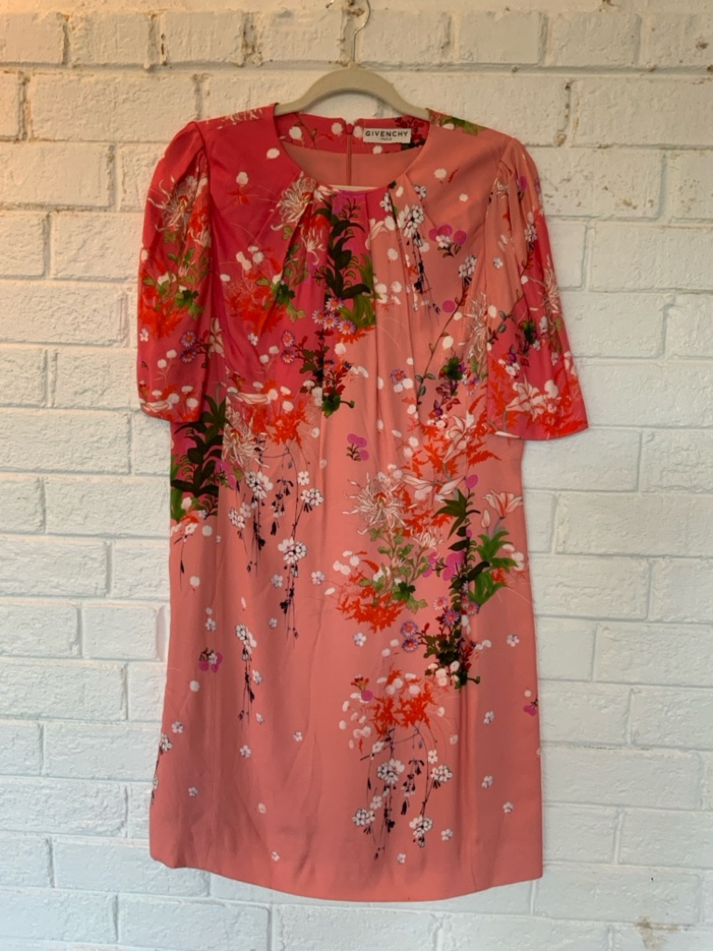 Givenchy Couture Japanese Floral Pattern Sheath Dress in Pinks & Peach - Picture 11 of 11